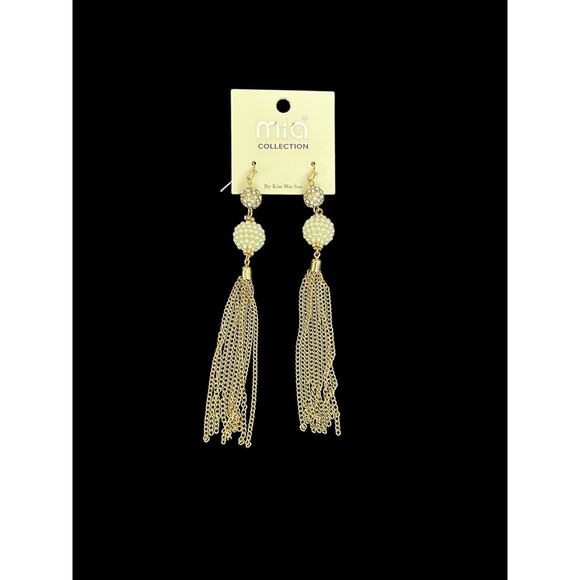 2 Mia Collection Earrings Burgandy White Gold Colors Stud Dangle Drop Long NEW - Picture 7 of 9